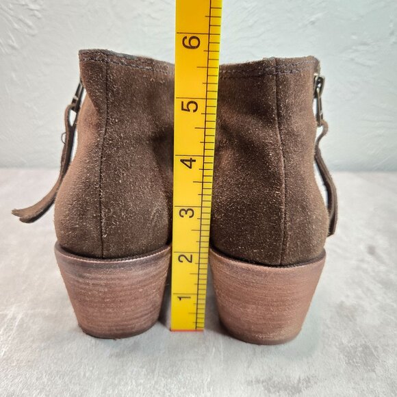 Madewell Western Ankle Booties  7.5 Dark Green Suede Low Block Heel Boots - Picture 4 of 12